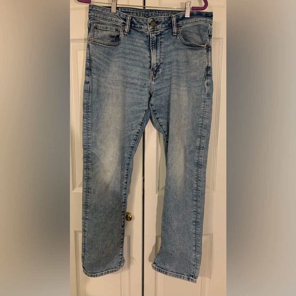 American Eagle Jeans Men’s Light Blue Straight Jeans 34x30 Y2K